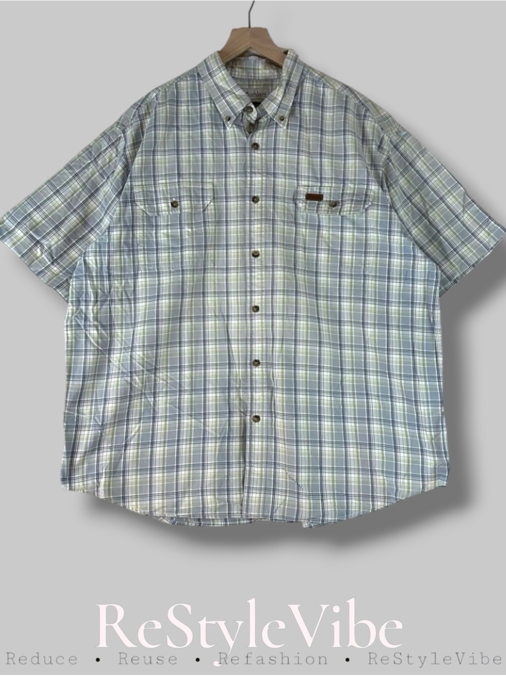 CARHARTT Men’s Size 2XL Shirt Plaid Short Sleeve Style Button Down